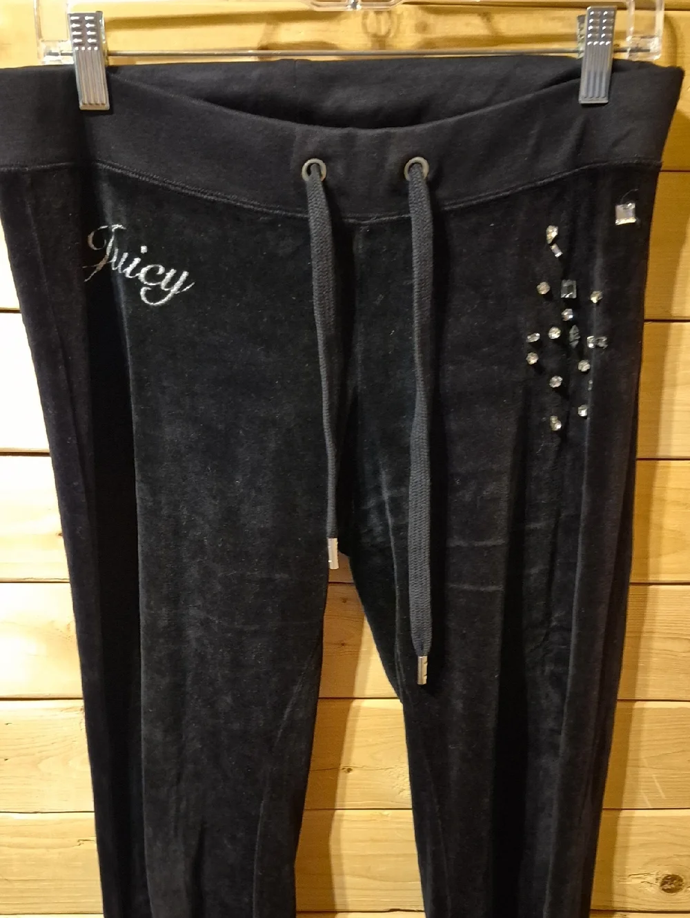 Womens Vintage Juicy Couture Velour Rhinestone Track Pants Size Medium Flare Leg - Picture 2 of 6